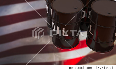 Oil Barrels With United States Flag Energy Industry Concept 3d render. Oil Barrels With United States Flag Energy Industry Concept 3d render. 137514041