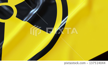 Radiation Hazard Warning Symbol On Yellow Safety Background 3d render. 137514044