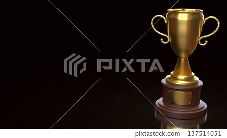 Golden Trophy Award Symbol Of Victory And Achievement Concept 3d render. Golden Trophy Award Symbol Of Victory And Achievement Concept 3d render. 137514051