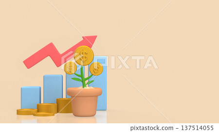 Financial Growth Concept With Coin Plant And Rising Chart 3d render. Financial Growth Concept With Coin Plant And Rising Chart 3d render. 137514055