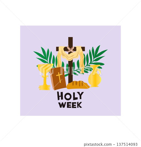 holy week holy wednesday Holy Week Christian Symbols Flat Illustration 137514093