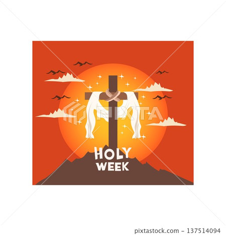 holy week holy wednesday Holy Week Christian Symbols Flat Illustration holy week holy wednesday Holy Week Christian Symbols Flat Illustration 137514094