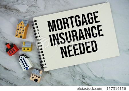 Mortgage Insurance Needed text written on notepad with house model on marble background Mortgage Insurance Needed text written on notepad with house model on marble background 137514156