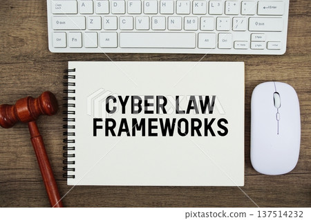 Cyber Law Frameworks text written with gavel, keyboard and optical mouse on wooden background Cyber Law Frameworks text written with gavel, keyboard and optical mouse on wooden background 137514232