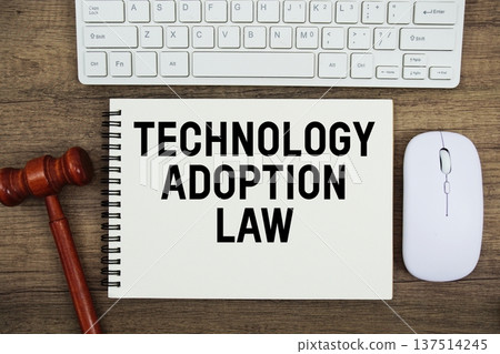 Technology Adoption Law text written with gavel, keyboard and optical mouse on wooden background Technology Adoption Law text written with gavel, keyboard and optical mouse on wooden background 137514245