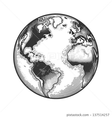 World Globe engraving sketch vector illustration World Globe engraving sketch vector illustration 137514257