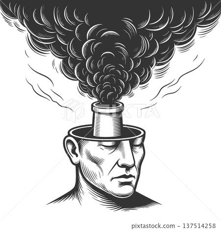 Burnout Mind With Smoke From Head raster 137514258