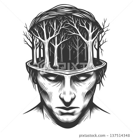 Human Mind Containing Dark Forest vector Human Mind Containing Dark Forest vector 137514348