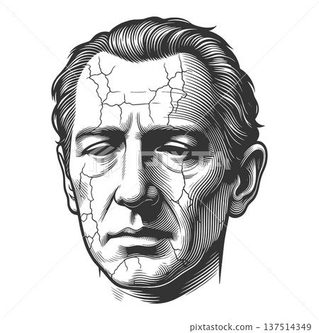 Cracked Classical Marble Statue Face vector 137514349