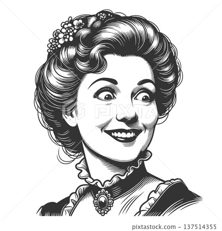 Surprised Victorian Woman Portrait vector 137514355