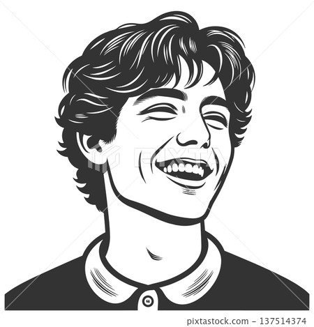 Smiling Young Man engraving raster illustration Smiling Young Man engraving raster illustration 137514374