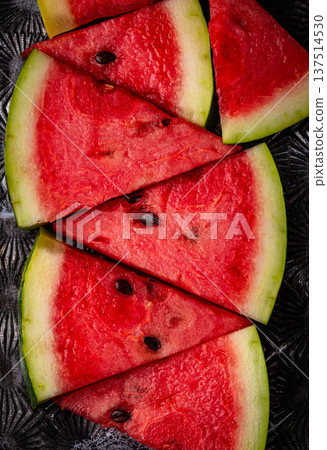 Fresh juicy sliced watermelon close up 137514530