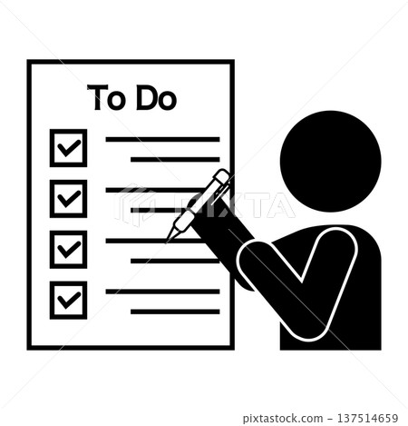 Pictogram of a person checking a to-do list Pictogram of a person checking a to-do list 137514659