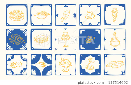 Food Icons Tile Pattern Hand Drawn 137514692