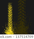 Tire tracks grunge yellow pattern 137514709