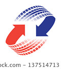 Tire track colour arrows 137514713