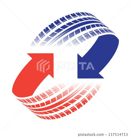 Tire track colour arrows Tire track colour arrows 137514713