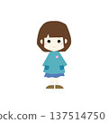 Cute kindergarten girl illustration (standing, simple character material) 137514750