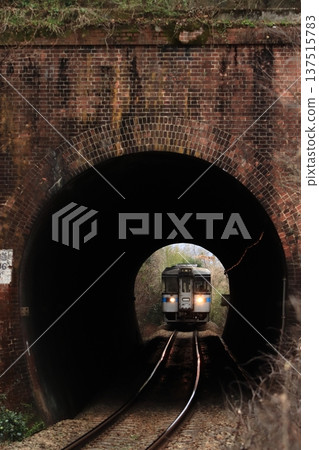 JR四國1000系列柴油動車組駛過厚重的磚砌隧道（照片拍攝於2026年2月20日） 137515783