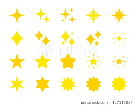 Yellow glitter star icon set (vector) 137515884