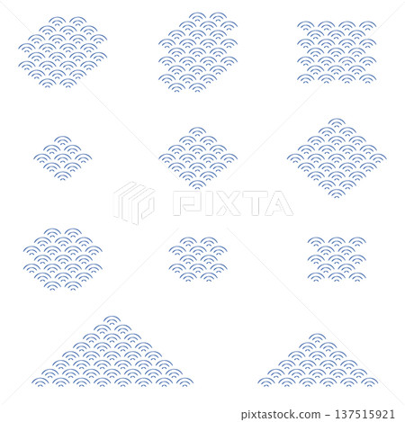 Modern Seigaiha wave decorative parts. Can be used for Japanese-style event advertisements, web designs, New Year's cards, and celebratory greeting cards. Modern Seigaiha wave decorative parts. Can be used for Japanese-style event advertisements, web designs, New Year's cards, and celebratory greeting cards. 137515921