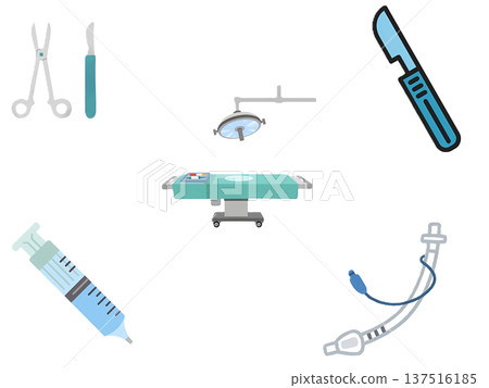 Operating room and medical equipment illustration set 137516185