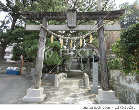 Higashiizu Town, Shizuoka Prefecture! Izu Inatori Hachiman Shrine's torii gate and shrine sign Higashiizu Town, Shizuoka Prefecture! Izu Inatori Hachiman Shrine's torii gate and shrine sign 137516283