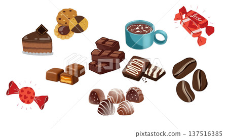 Various chocolate illustration set Various chocolate illustration set 137516385