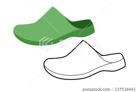 Green house clog sandal shoe women flat plus line set. One piece rubber slipper for lifestyle magazine outdoor project. Green house clog sandal shoe women flat plus line set. One piece rubber slipper for lifestyle magazine outdoor project. 137516441