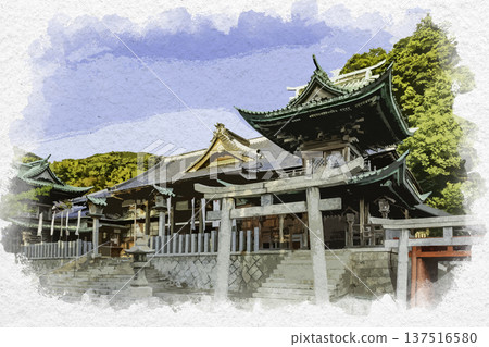 福岡縣北九州市甲州八幡神社水彩畫 福岡縣北九州市甲州八幡神社水彩畫 137516580