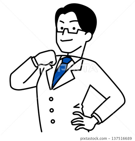 Male doctor puffing out his chest 137516689