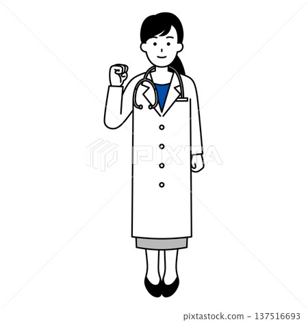 Female doctor doing a guts pose (whole body) 137516693