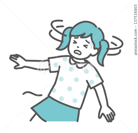 Illustration of a girl (child) who is about to collapse due to dizziness or lightheadedness 137516803