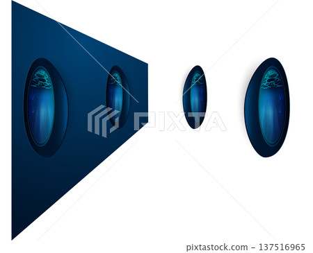 圓形海景窗藝術深海房間裝飾插畫素材 圓形海景窗藝術深海房間裝飾插畫素材 137516965