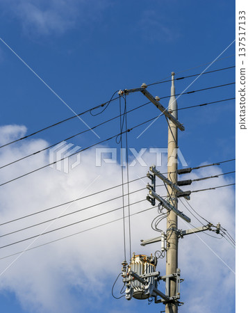 Blue sky and telephone pole Blue sky and telephone pole 137517133