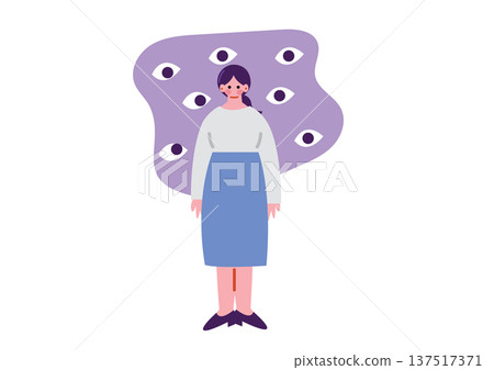 Illustration of a woman suffering from mental illness 137517371