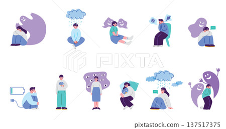 Illustrations of people with mental illnesses 137517375