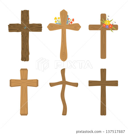 Wooden Christian Cross Illustration Collection Wooden Christian Cross Illustration Collection 137517887