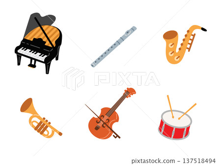 簡單可愛的樂器插畫集 簡單可愛的樂器插畫集 137518494