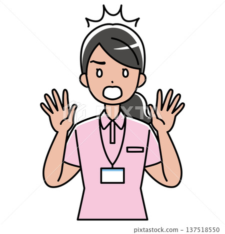 圖:一位身穿polo衫的外國女性,表情驚訝而震驚 圖:一位身穿polo衫的外國女性,表情驚訝而震驚 137518550