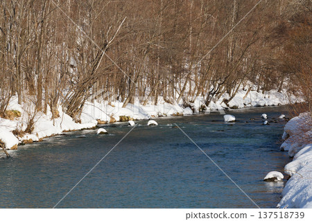 Winter Biei River Winter Biei River 137518739