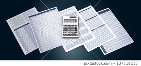 業務材料和計算器、驗證和分析業務資料的圖像 137519215