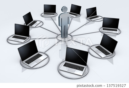 人物圖示和筆記型電腦網絡 137519327
