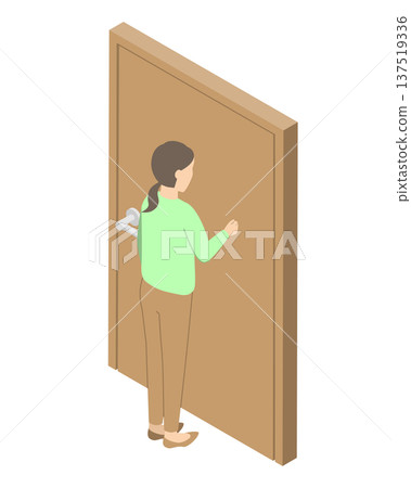 女人敲門 - 等距視角 女人敲門 - 等距視角 137519336