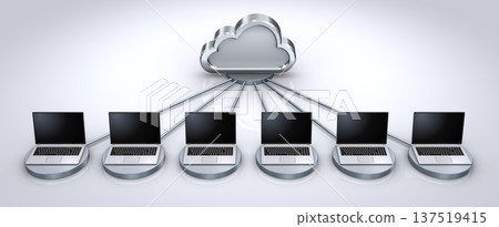 帶有雲端圖示的筆記型電腦網絡 137519415