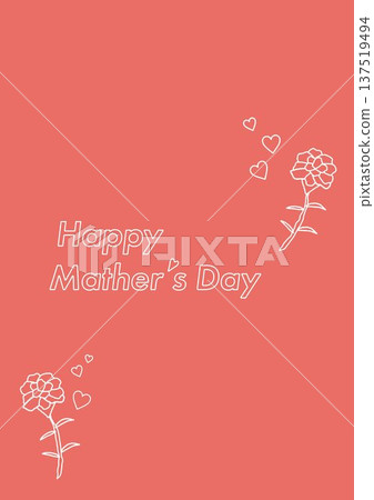 母親節康乃馨的簡約背景素材插畫_線條畫_直式背景_留白_紅色 母親節康乃馨的簡約背景素材插畫_線條畫_直式背景_留白_紅色 137519494