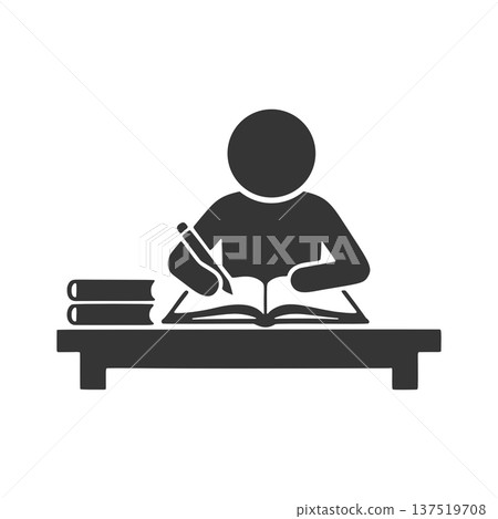 Studying person silhouette icon Studying person silhouette icon 137519708