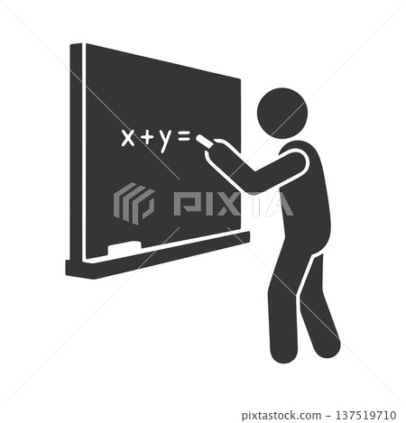 黑板上寫字的人的剪影圖標 137519710