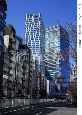 Shibuya skyscrapers seen from Meiji Dori March Shibuya 1157 Shibuya streetscape and Namikibashi 137520681