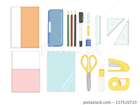 Simple and cute watercolor stationery set Simple and cute watercolor stationery set 137520720